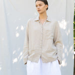 ERICA long sleeves shirt natural linen - MOO Linen Shop