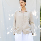 ERICA long sleeves shirt natural linen - MOO Linen Shop