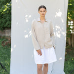 ERICA long sleeves shirt natural linen - MOO Linen Shop