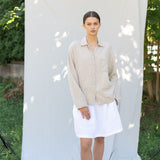 ERICA long sleeves shirt natural linen - MOO Linen Shop