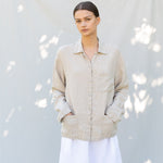 ERICA long sleeves shirt natural linen - MOO Linen Shop