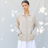 ERICA long sleeves shirt natural linen - MOO Linen Shop