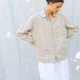 ERICA long sleeves shirt natural linen - MOO Linen Shop