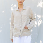 ERICA long sleeves shirt natural linen - MOO Linen Shop