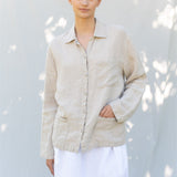 ERICA long sleeves shirt natural linen - MOO Linen Shop