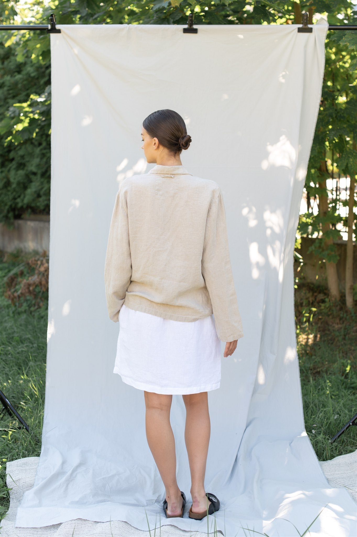 ERICA long sleeves shirt natural linen - MOO Linen Shop