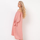 ESTELLA off the shoulder dress white - MOO Linen Shop