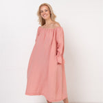 ESTELLA off the shoulder dress white - MOO Linen Shop