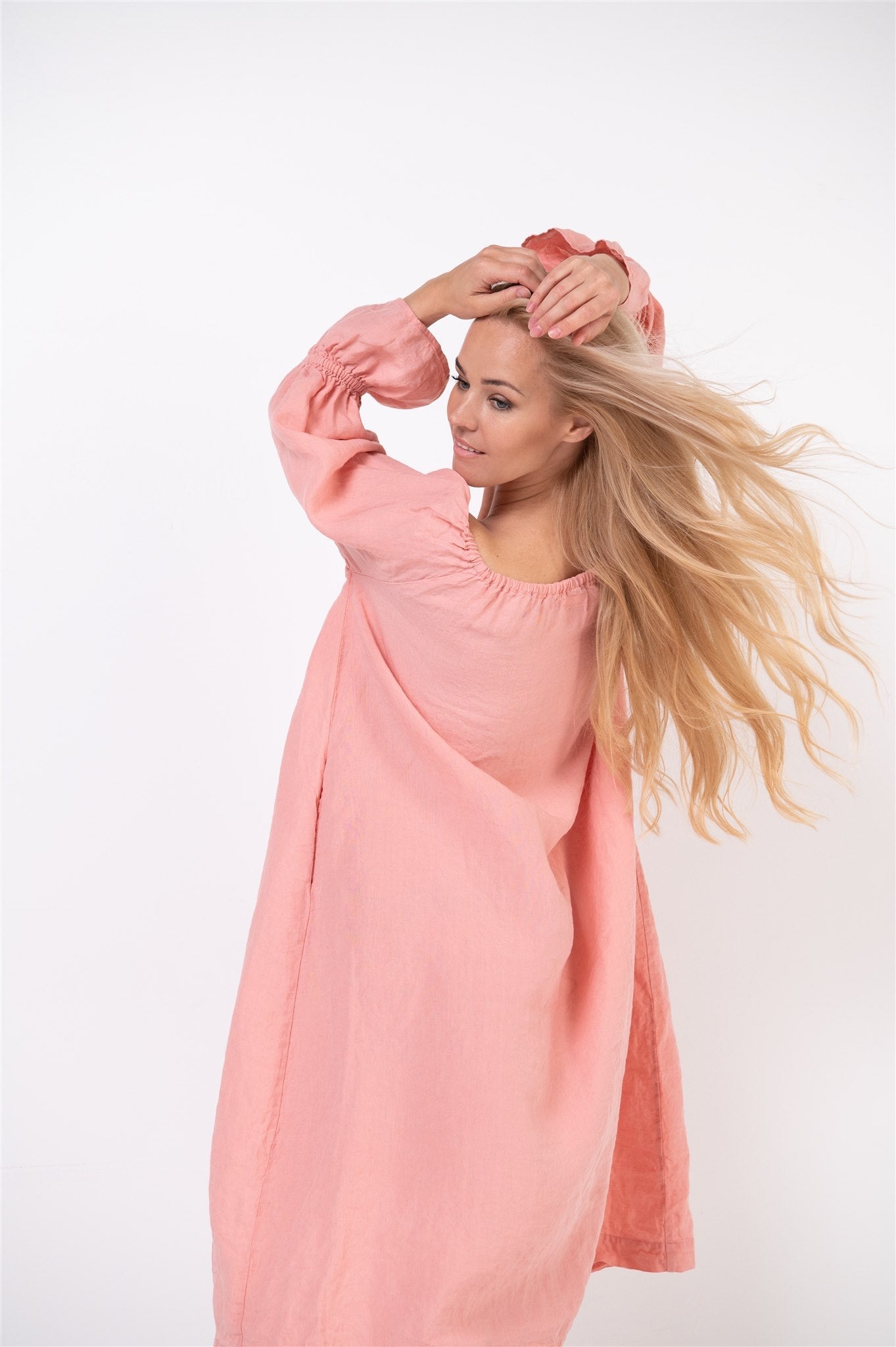 ESTELLA off the shoulder dress white - MOO Linen Shop