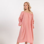 ESTELLA off the shoulder dress white - MOO Linen Shop