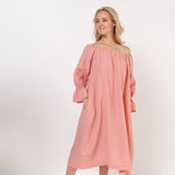 ESTELLA off the shoulder dress white - MOO Linen Shop