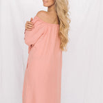 ESTELLA off the shoulder dress white - MOO Linen Shop
