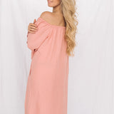 ESTELLA off the shoulder dress white - MOO Linen Shop