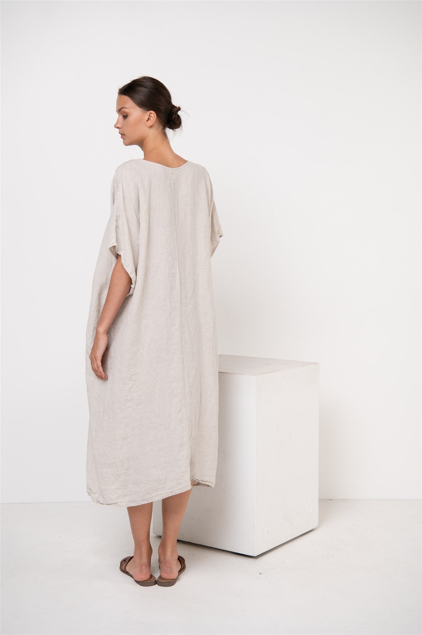 EVA kaftan dress cream - MOO Linen Shop