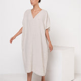 EVA kaftan dress cream - MOO Linen Shop