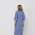 EVA kaftan dress with belt cream - MOO Linen Shop