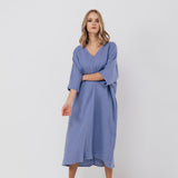 EVA kaftan dress with belt cream - MOO Linen Shop