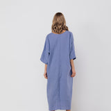 EVA kaftan dress with belt cream - MOO Linen Shop