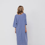 EVA kaftan dress with belt cream - MOO Linen Shop