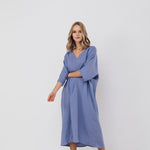 EVA kaftan dress with belt cream - MOO Linen Shop