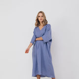 EVA kaftan dress with belt cream - MOO Linen Shop