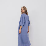 EVA kaftan dress with belt cream - MOO Linen Shop