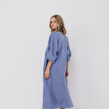EVA kaftan dress with belt cream - MOO Linen Shop