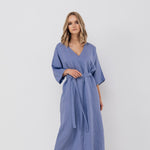 EVA kaftan dress with belt cream - MOO Linen Shop