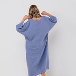 EVA kaftan dress with belt cream - MOO Linen Shop