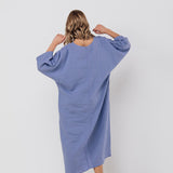 EVA kaftan dress with belt cream - MOO Linen Shop