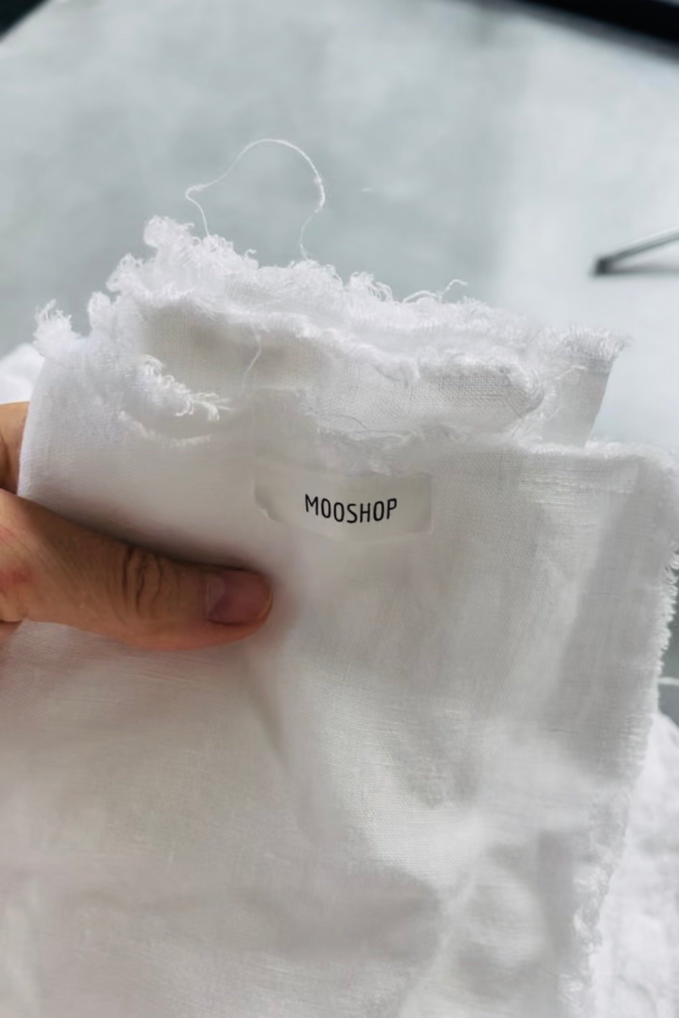 FACE CLOTHS set raw edges white - MOO Linen Shop