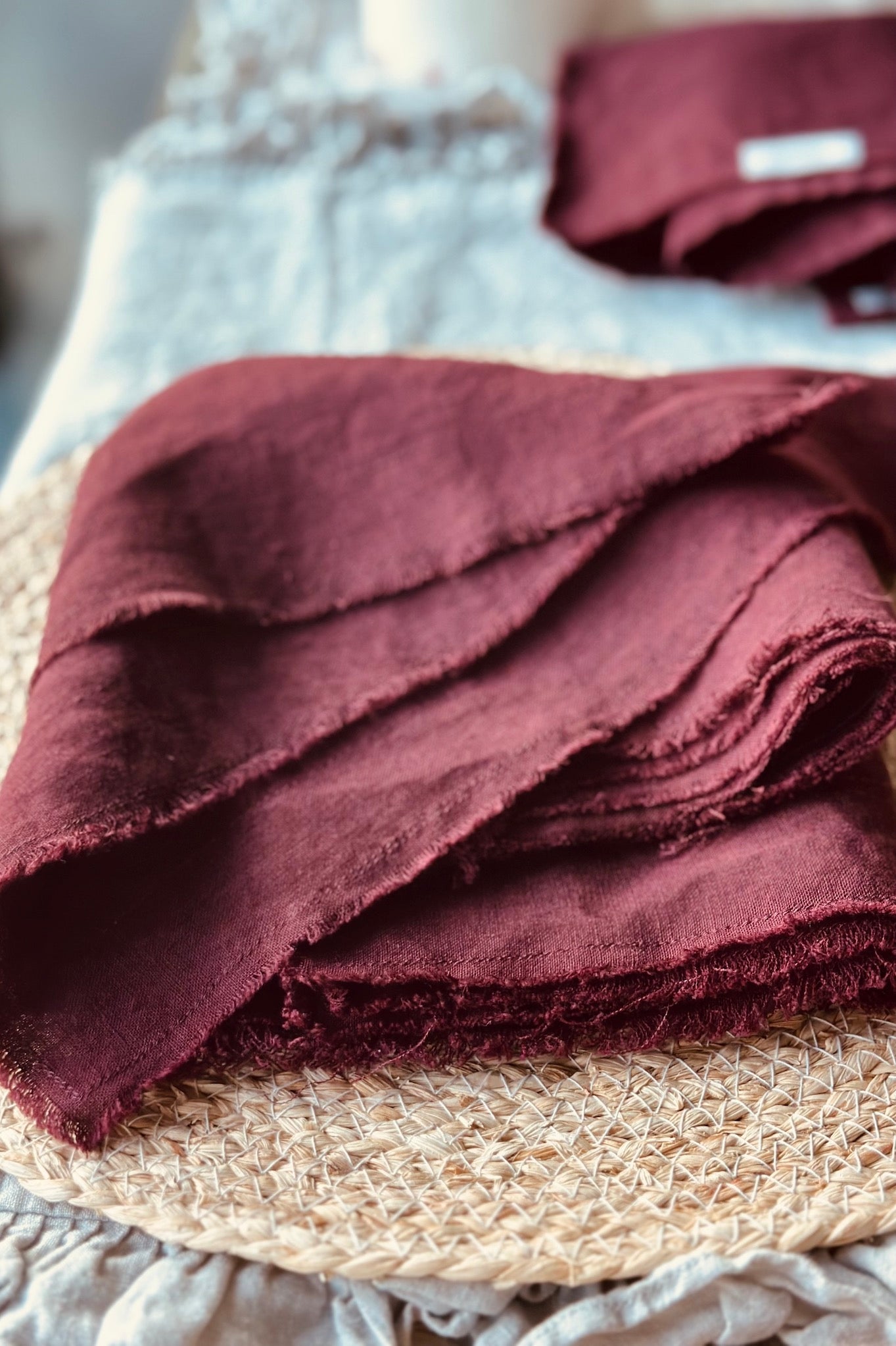 FACE CLOTHS set raw edges white - MOO Linen Shop