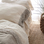 FLAT sheet LACE cream with natural lace - MOO Linen Shop