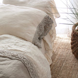 FLAT sheet LACE cream with natural lace - MOO Linen Shop