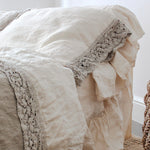 FLAT sheet LACE cream with natural lace - MOO Linen Shop