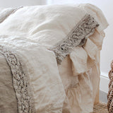 FLAT sheet LACE cream with natural lace - MOO Linen Shop