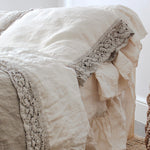 FLAT sheet LACE cream with natural lace - MOO Linen Shop