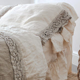FLAT sheet LACE cream with natural lace - MOO Linen Shop