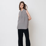 FREIDA sleeveless polo shirt white - MOO Linen Shop