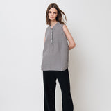 FREIDA sleeveless polo shirt white - MOO Linen Shop