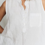 FREIDA sleeveless polo shirt white - MOO Linen Shop