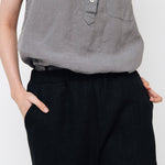 FREIDA sleeveless polo shirt white - MOO Linen Shop