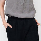 FREIDA sleeveless polo shirt white - MOO Linen Shop