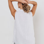 FREIDA sleeveless polo shirt white - MOO Linen Shop