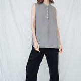 FREIDA sleeveless polo shirt white - MOO Linen Shop