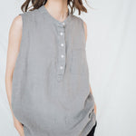 FREIDA sleeveless polo shirt white - MOO Linen Shop