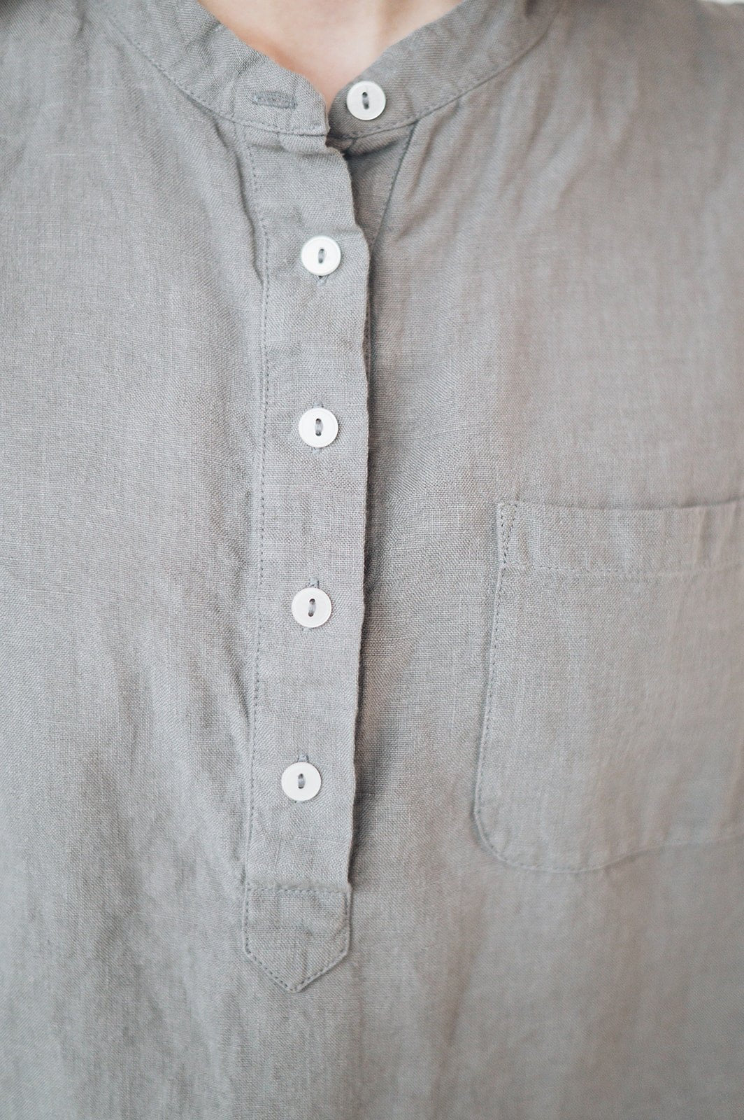 FREIDA sleeveless polo shirt white - MOO Linen Shop