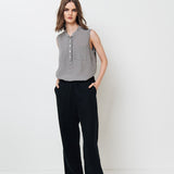 FREIDA sleeveless polo shirt white - MOO Linen Shop