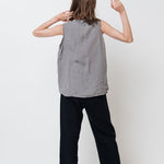 FREIDA sleeveless polo shirt white - MOO Linen Shop