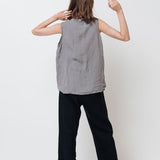 FREIDA sleeveless polo shirt white - MOO Linen Shop